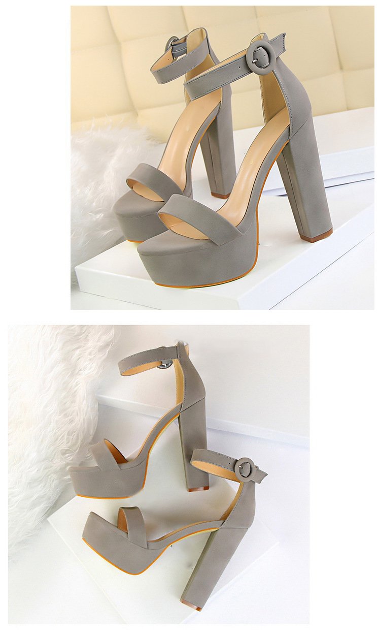 Busy Girl DS3007 Fashion Thick Heel Suede Open Toe Single Strap Sexual Shoes Women Thick Sole Sandals