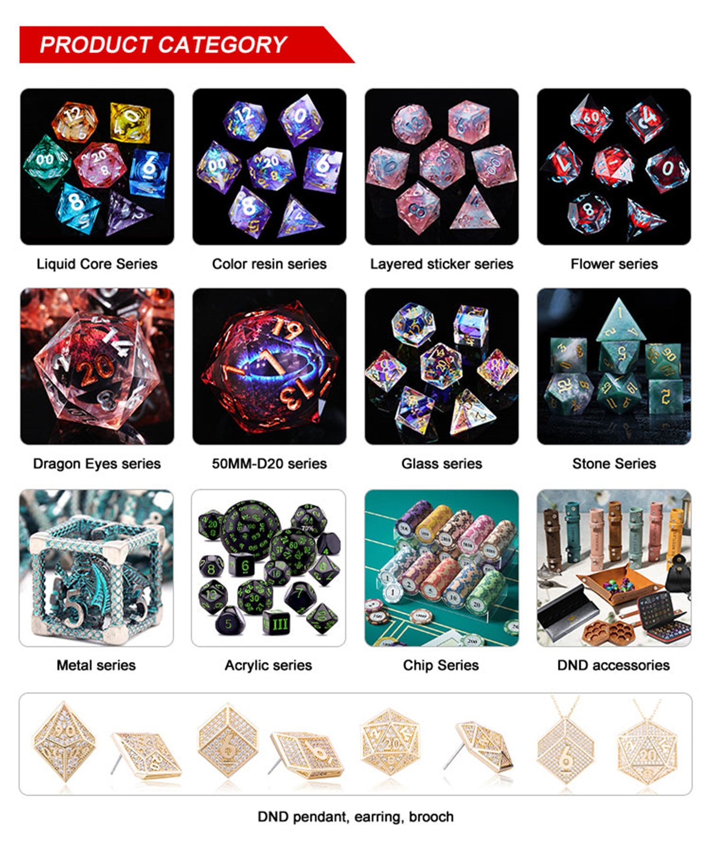 Mini Planet DND Dice Suit Polyhedron Dragon & Dragon Acrylic Color Dice Suit TRPG Wholesale Acrylic Plastic Dice