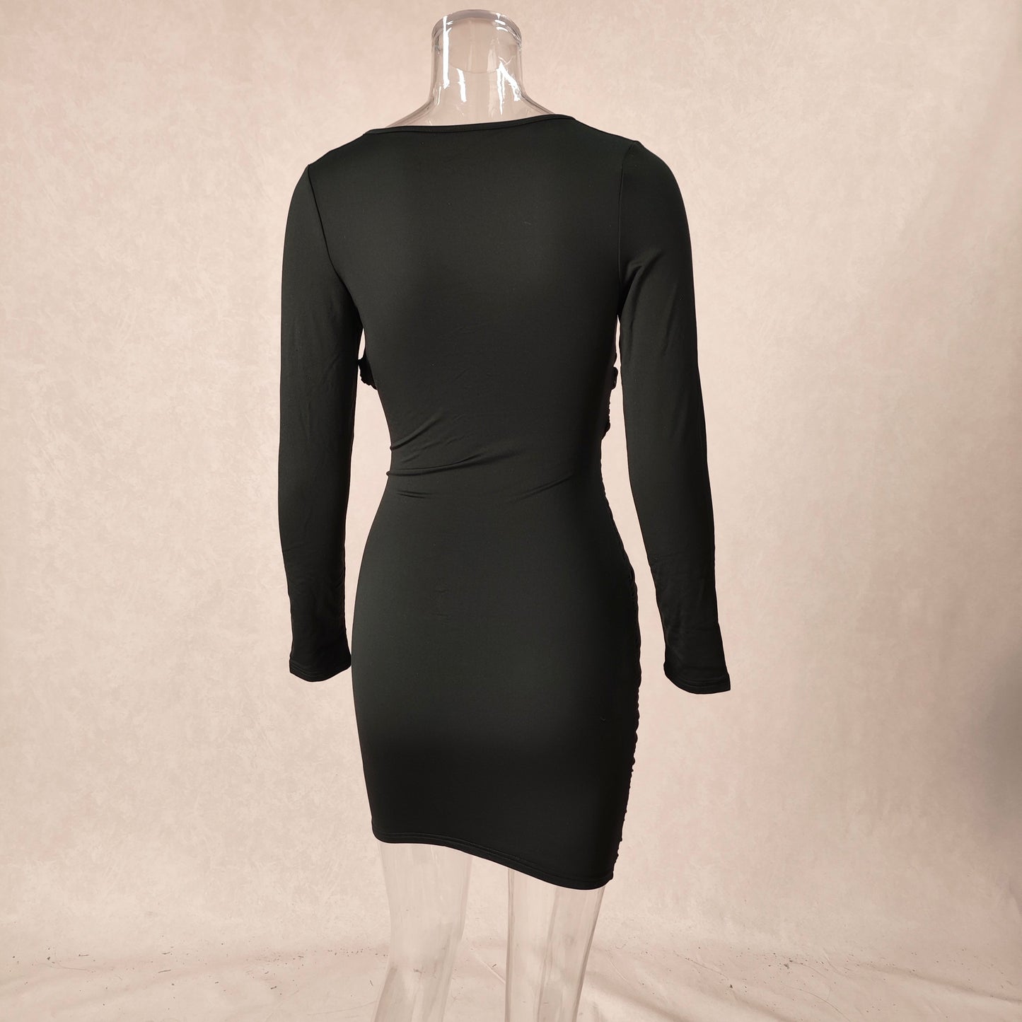 Women's Long Sleeve High Waist Sexy Mini Pleated Skirt All-in-One Party Dress