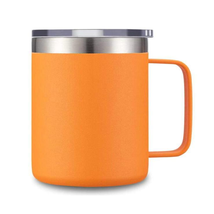 Custom Logo Camping Travel Double Wall 12 Oz 14 Oz Stainless Steel Cup Insulated Coffee Cup With Handle