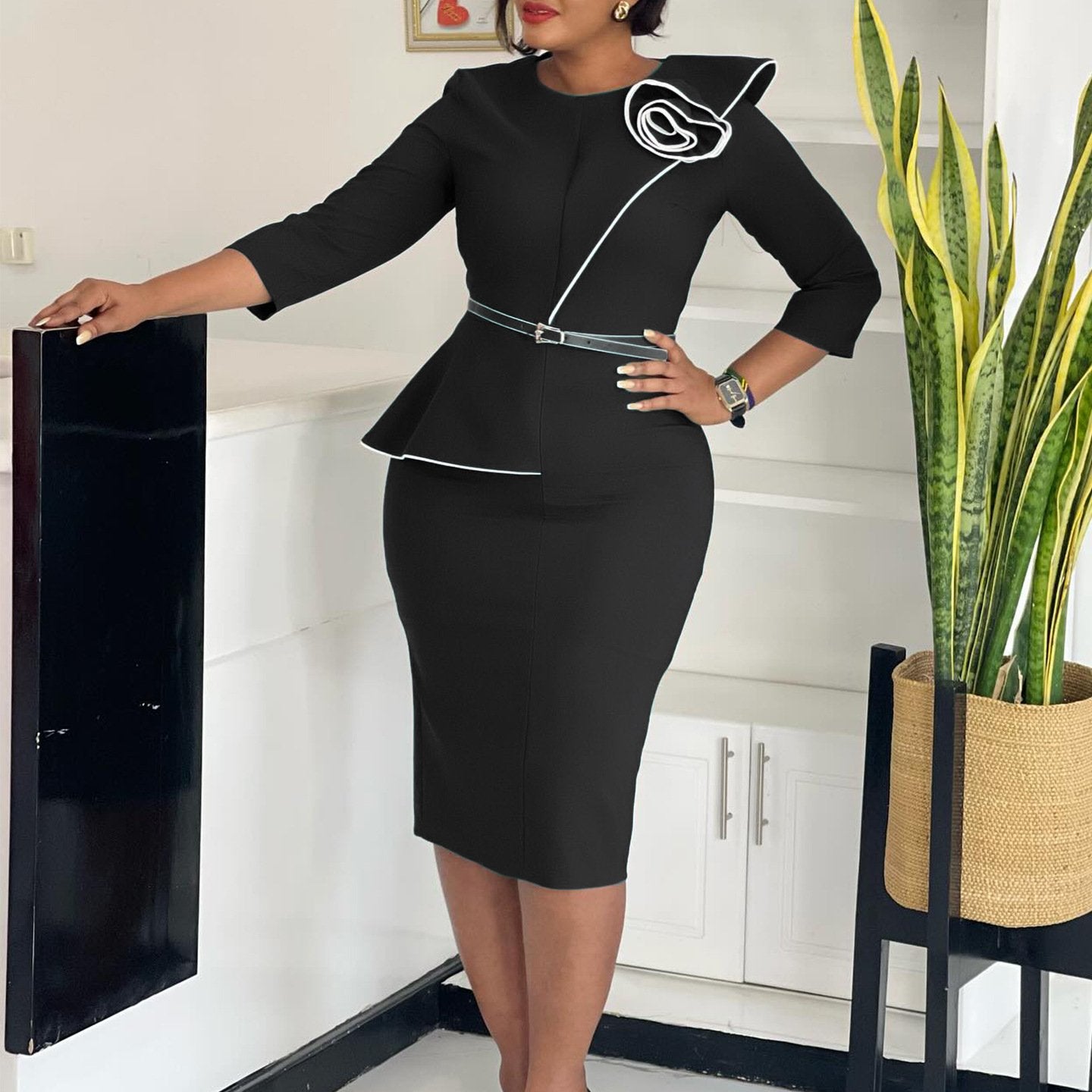 2025 Latest Design Spring Women's Casual Elegant O Collar Long Sleeve Office Women's African Women's Clothing