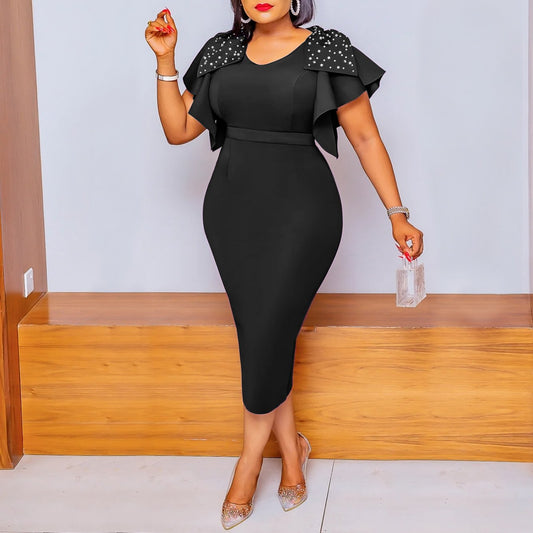 Wholesale Custom Patchwork Business Tight Dress Plus Size Women's Office Clothing Long Sleeve Women's Casual Dress