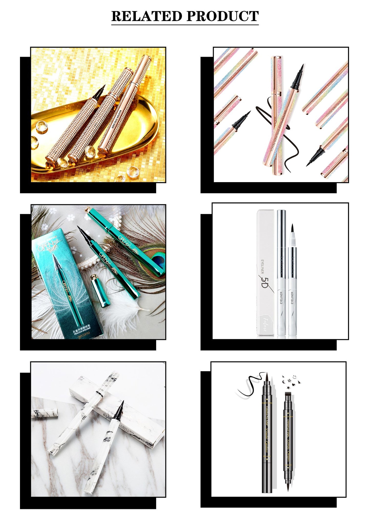 Zhenhai Private Label Your Logo Low MOQ Custom Logo Rainbow Gel Waterproof Eyeliner High Quality Eyeliner Gel