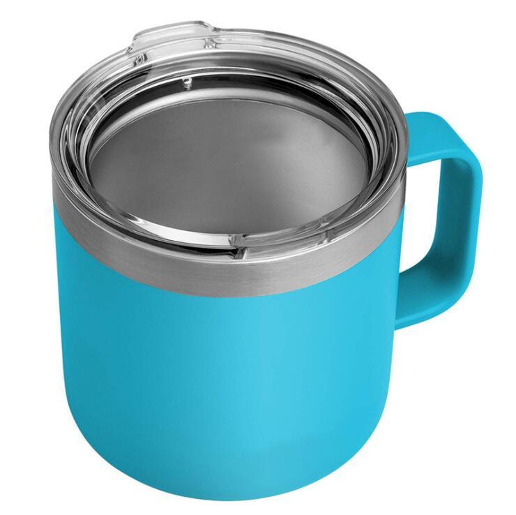 Custom Logo Camping Travel Double Wall 12 Oz 14 Oz Stainless Steel Cup Insulated Coffee Cup With Handle