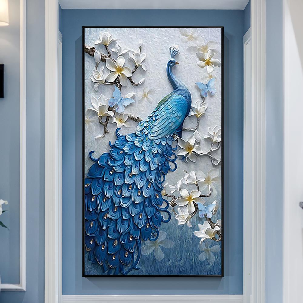 Handmade Decorative Painting Suit Custom Canvas Peacock Round 5d Crystal Diamond Painting