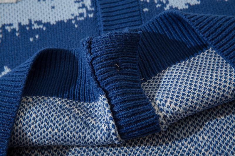 Nanteng Custom Logo Low MOQ 100% Cotton Fashion Casual V-neck Jacquard Pattern Knitted Button Men's Cardigan Sweater
