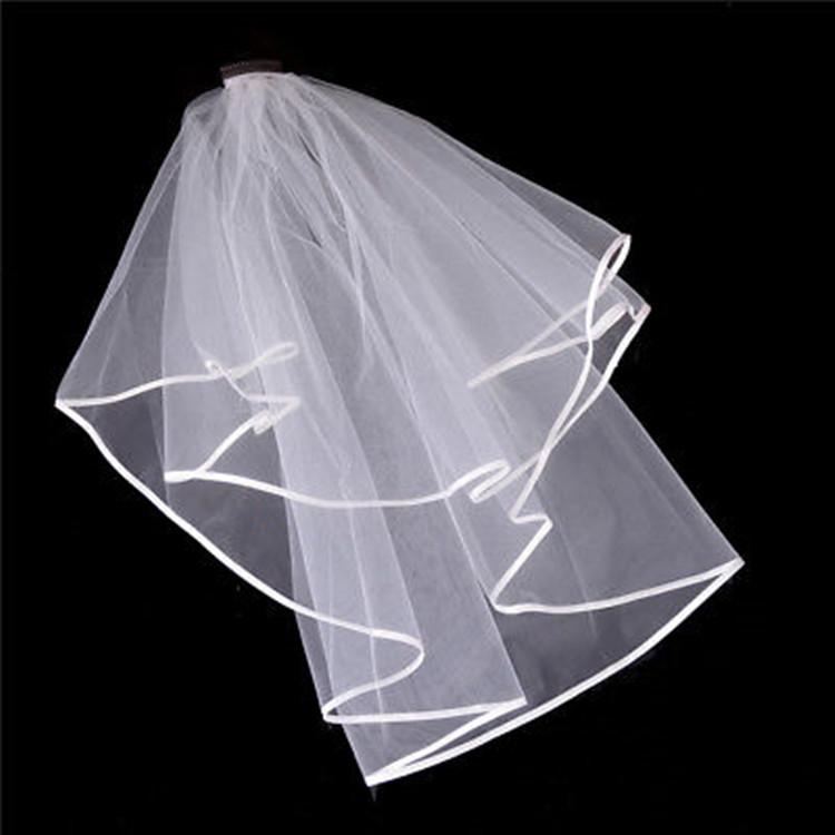 Simple Short Tulle Wedding Dress Two-Layer Comb White Ivory Wedding Dress Bridal Wedding Jewelry