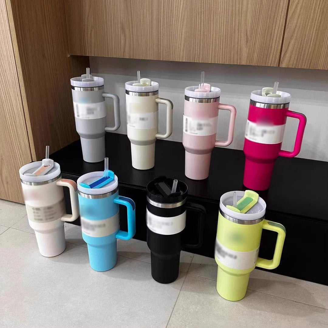 Factory Price 40 Oz Double Wall Vacuum Insulation Thermos Cup With Handle Lid Stainless Steel Car Thermos Cup Straw Coffee Cup Bottle