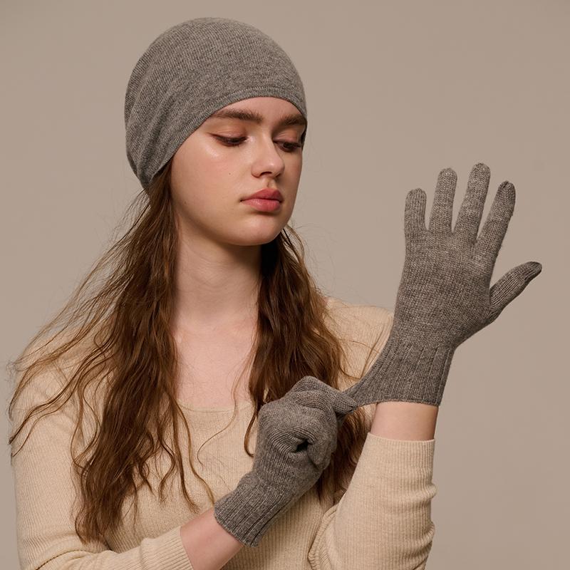 Custom Knitted Cashmere Gloves Factory Wholesale Winter Plain Touch Screen Warm Men's Full Finger Gloves