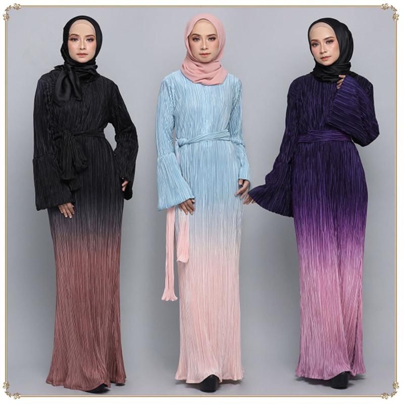 Ombre Pleated Robe Dress Mean Dress Yiwu Manufacturers Wholesale Mushilin Dress