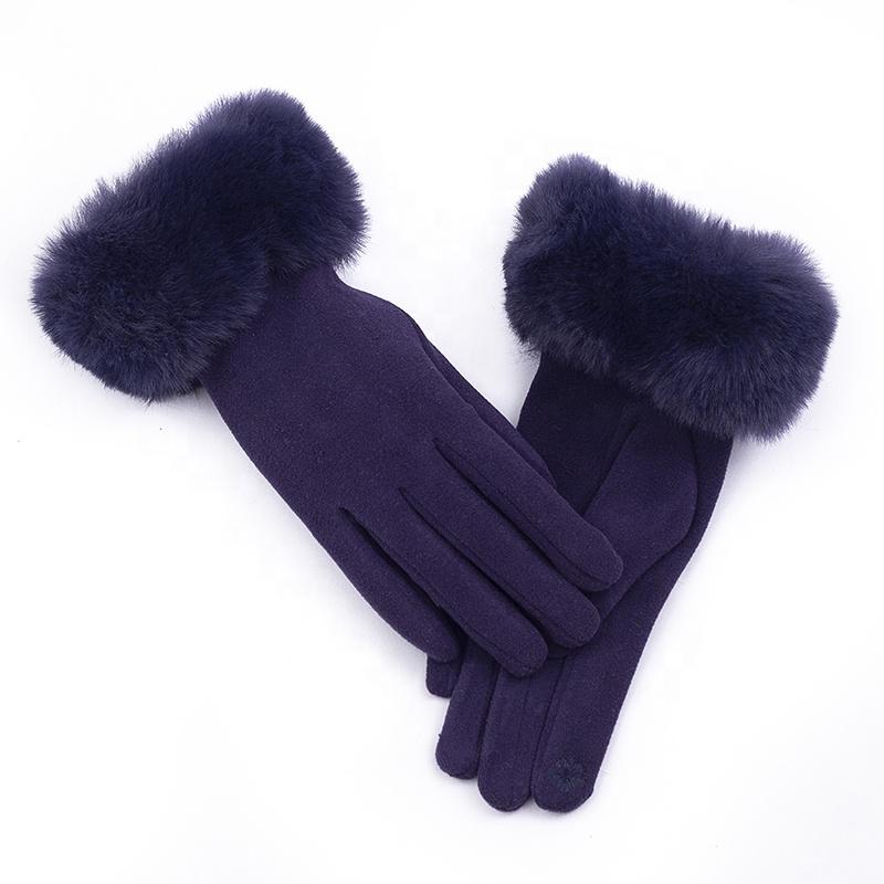 Hot Sale Winter Warm Artificial Wool Cuff Gloves Women Fashion Fleece Touch Screen Gloves