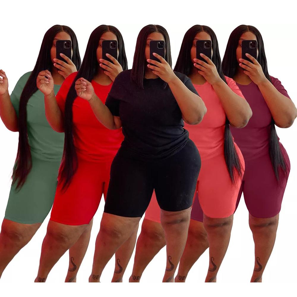 2023 New Plus Size Women's Summer New Short Sleeve Pleated Solid Color Plus Size Dress Women's Elegant