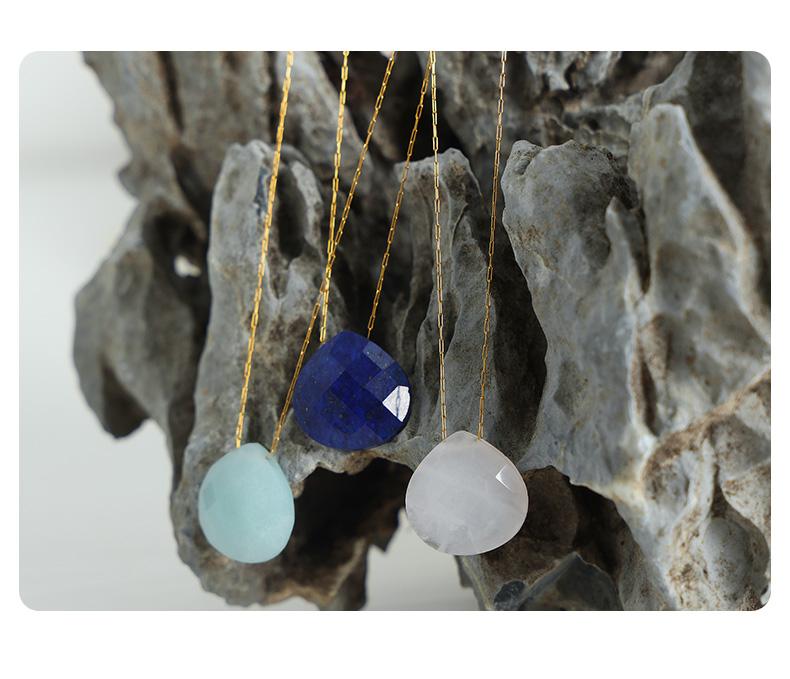 Elegant Personality Fashion Natural Stone Stainless Steel Gold Plated Pendant Necklace