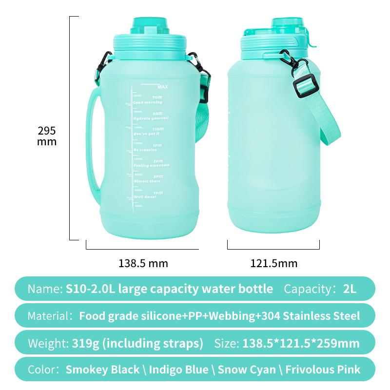 Wholesale BPA Free 2L Sports Gym Collapsible Drinking Collapsible Silicone Travel Straw Water Bottle