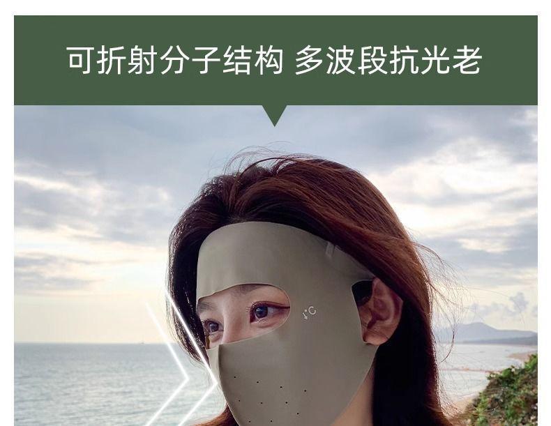 Women's Summer 'ice Silk' Full Face UV Protection Sunscreen Mask Non-traceable Breathable Thin Sunshade Veil Comfortable Daily Use