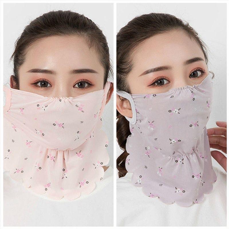 Manufacturers Provide A Size Suitable For All Floral Masks Sunscreen Ice Silk Veil Women Outdoor Travel Essential