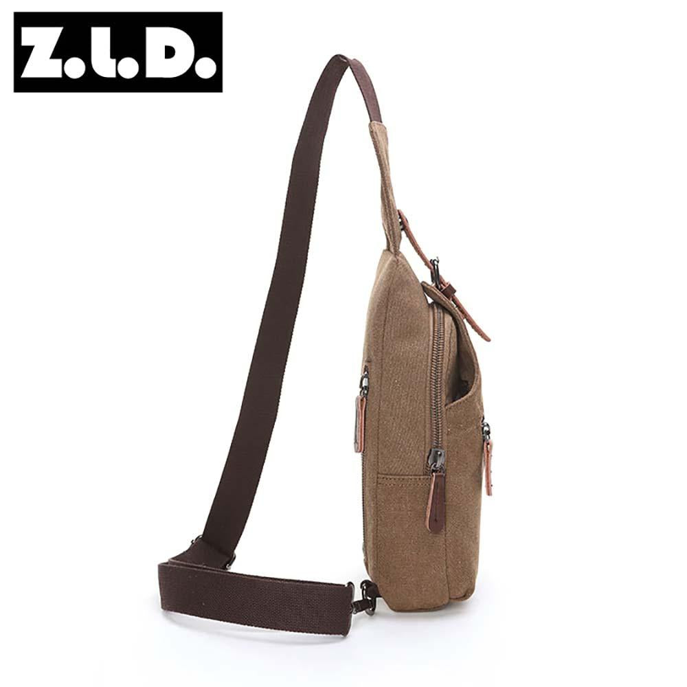 Zuo Lunduo Fashion Solid Color Men's Chest Bag Crossbody Bag Canvas Leather Chest Bag