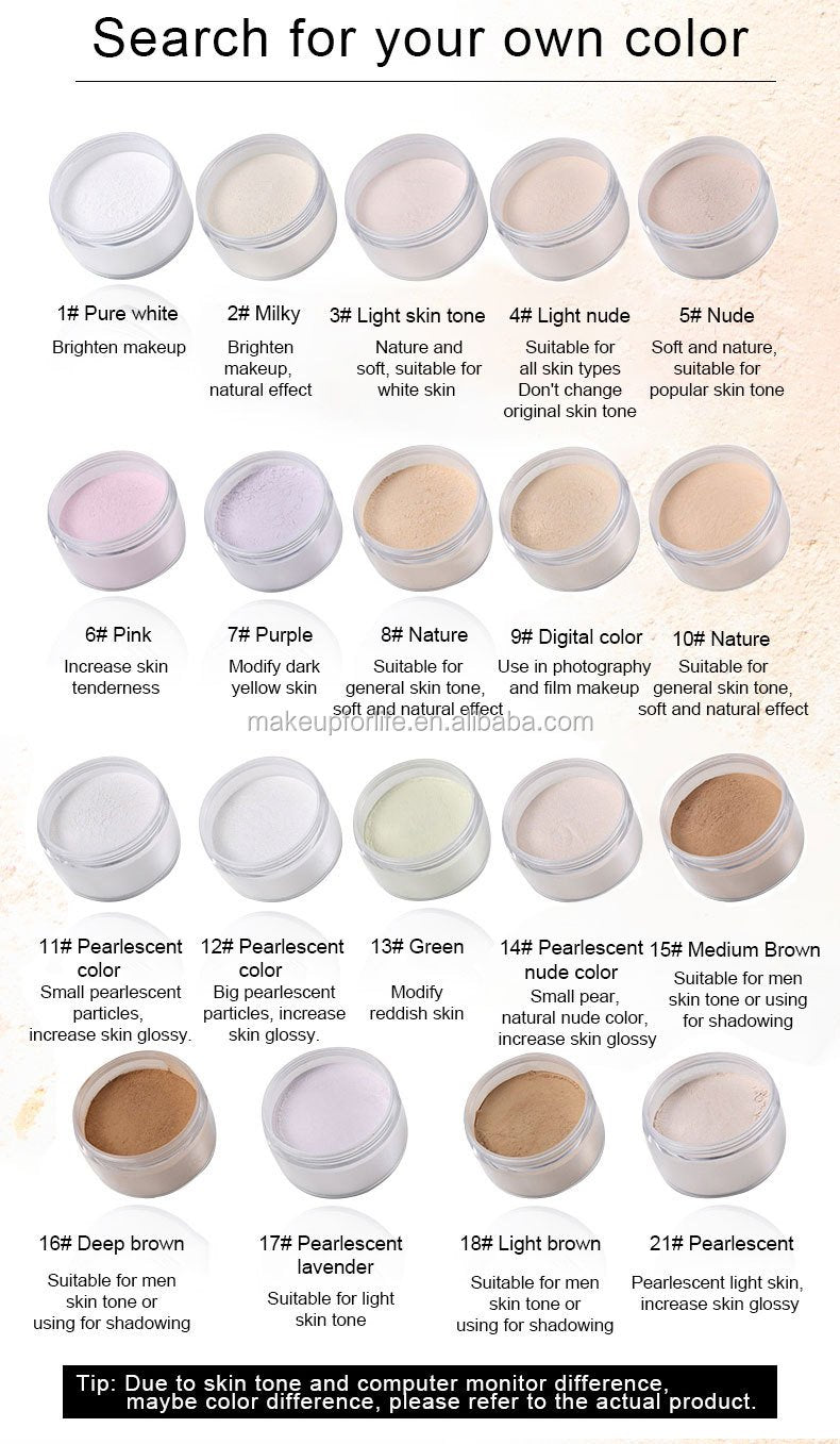 Private Label Vegetarian Oil Control Cosmetic Powder Matte Gloss Pink Waterproof White Translucent Cosmetic Loose Shaping Powder