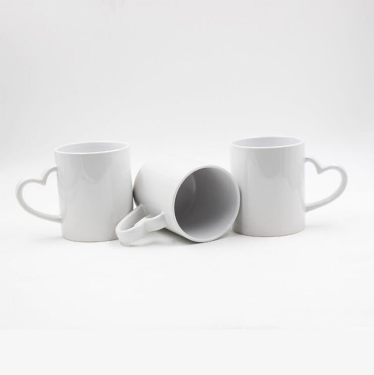 M002 Sublimation Blank 11 Oz Ceramic Custom Logo Heart Handle Mug Cup