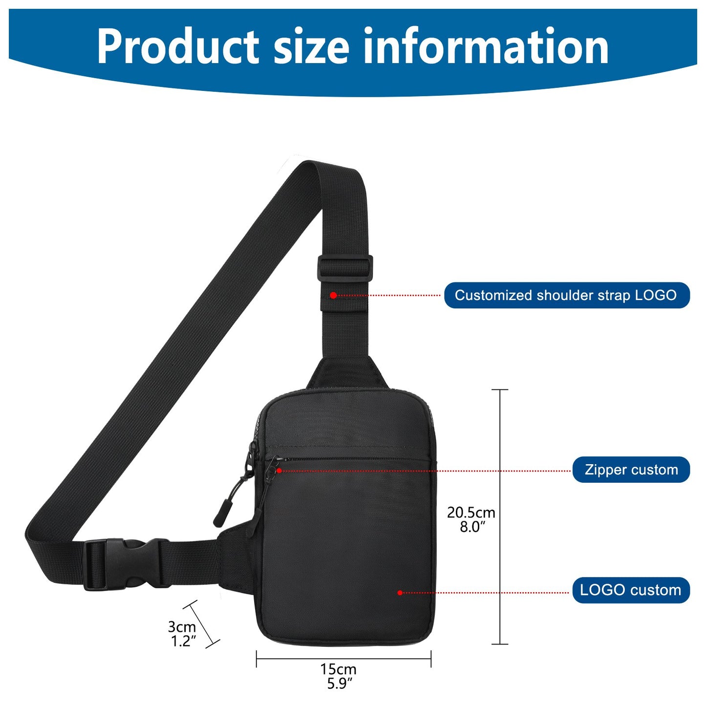 Custom Logo Mobile Phone Wallet Small Crossbody Chest Bag Men's Unisex Messenger Nylon Shoulder Side Bag Men's Small Bag