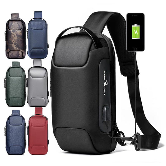 Anti-theft Men's Chest Bag Good Shape Beautiful Waterproof USB Rechargeable Crossbody Bag
