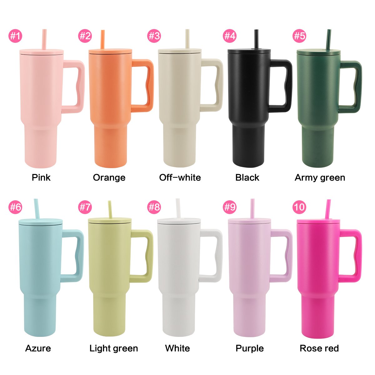 Custom Logo Off-white 40 Oz Stainless Steel Vacuum Insulated Metal Mug Travel Mug Teal Coffee Mug 40 Oz Tumbler With Handle