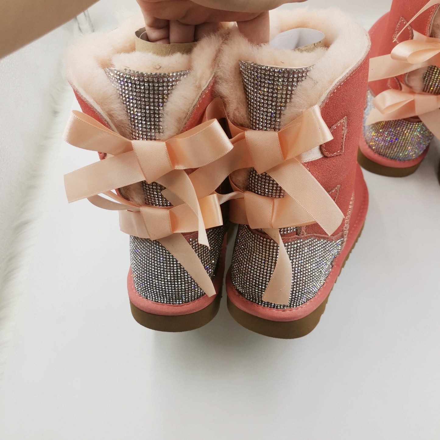 New Winter Big Head Snow Boots Thick Solid Color Bottom High Bucket Bread Shoes Women's Heightened Warm Cotton Boots