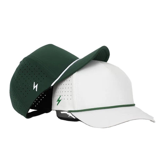 Custom Logo 5 Panel Plain Blank Golf Cap Cut Hole Perforated Classic Quick Dry Polyester Rope Cap