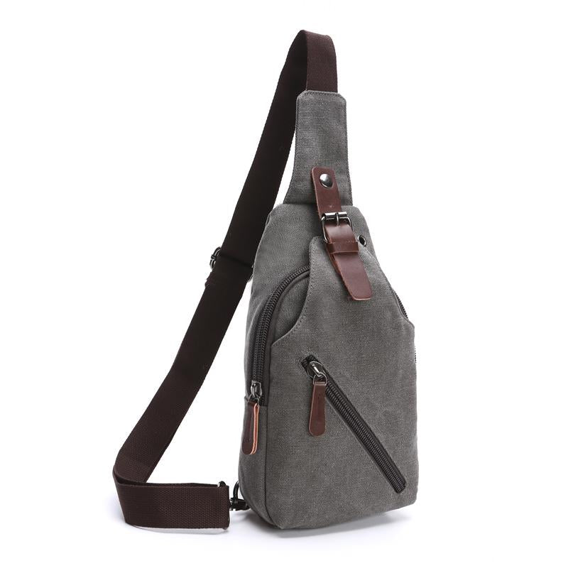 Zuo Lunduo Fashion Solid Color Men's Chest Bag Crossbody Bag Canvas Leather Chest Bag
