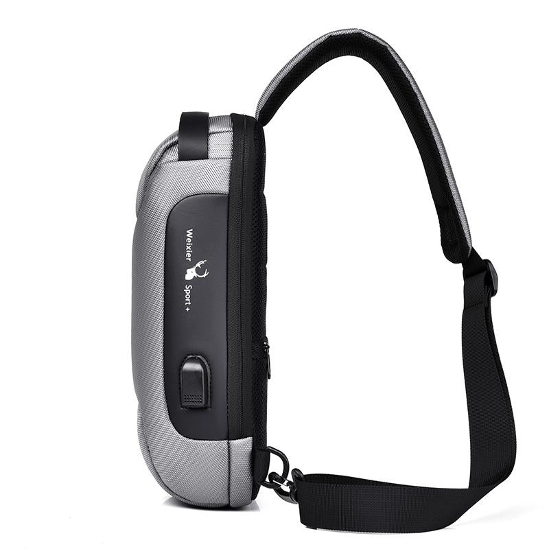 Anti-theft Men's Chest Bag Good Shape Beautiful Waterproof USB Rechargeable Crossbody Bag