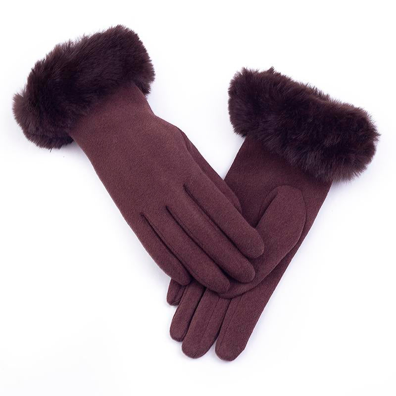 Hot Sale Winter Warm Artificial Wool Cuff Gloves Women Fashion Fleece Touch Screen Gloves