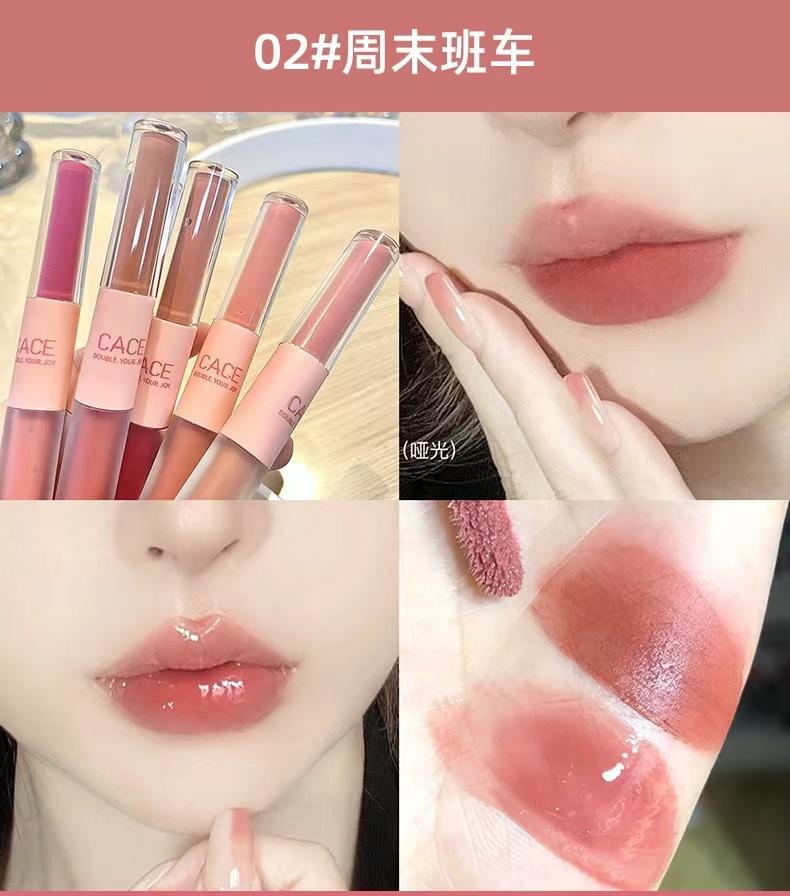 Double Lip Gloss Same Color Matte Gloss Velvet Sexy Red Liquid Lipstick Lip Gloss Lasting Lip Glaze Makeup