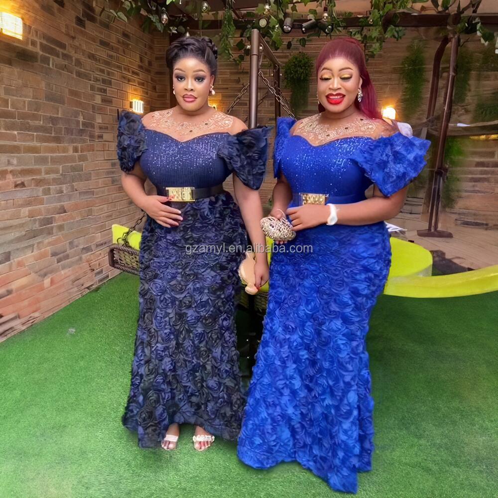 New Rhinestone Sequins African Costume Church Women Women's Dress Embroidery African Design Dress Mesh Women's Dress Women's Dress