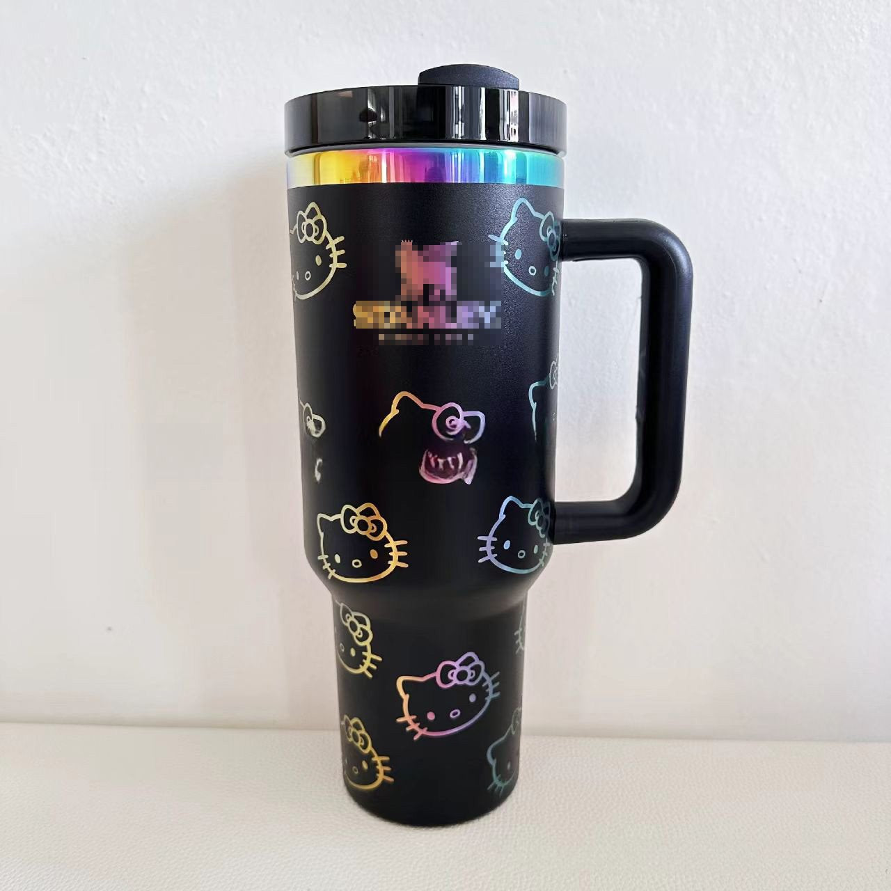 40 Oz KT Cat Print Tumbler Cartoon Water Cup Straw 304 Stainless Steel Double Wall Vacuum Insulated Logo Coffee Travel