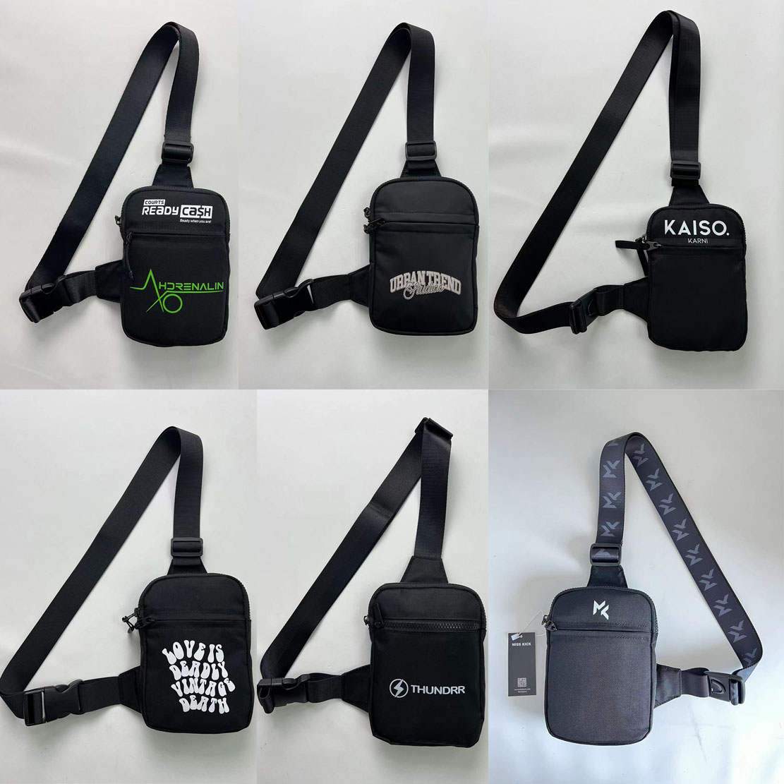 Custom Logo Mobile Phone Wallet Small Crossbody Chest Bag Men's Unisex Messenger Nylon Shoulder Side Bag Men's Small Bag