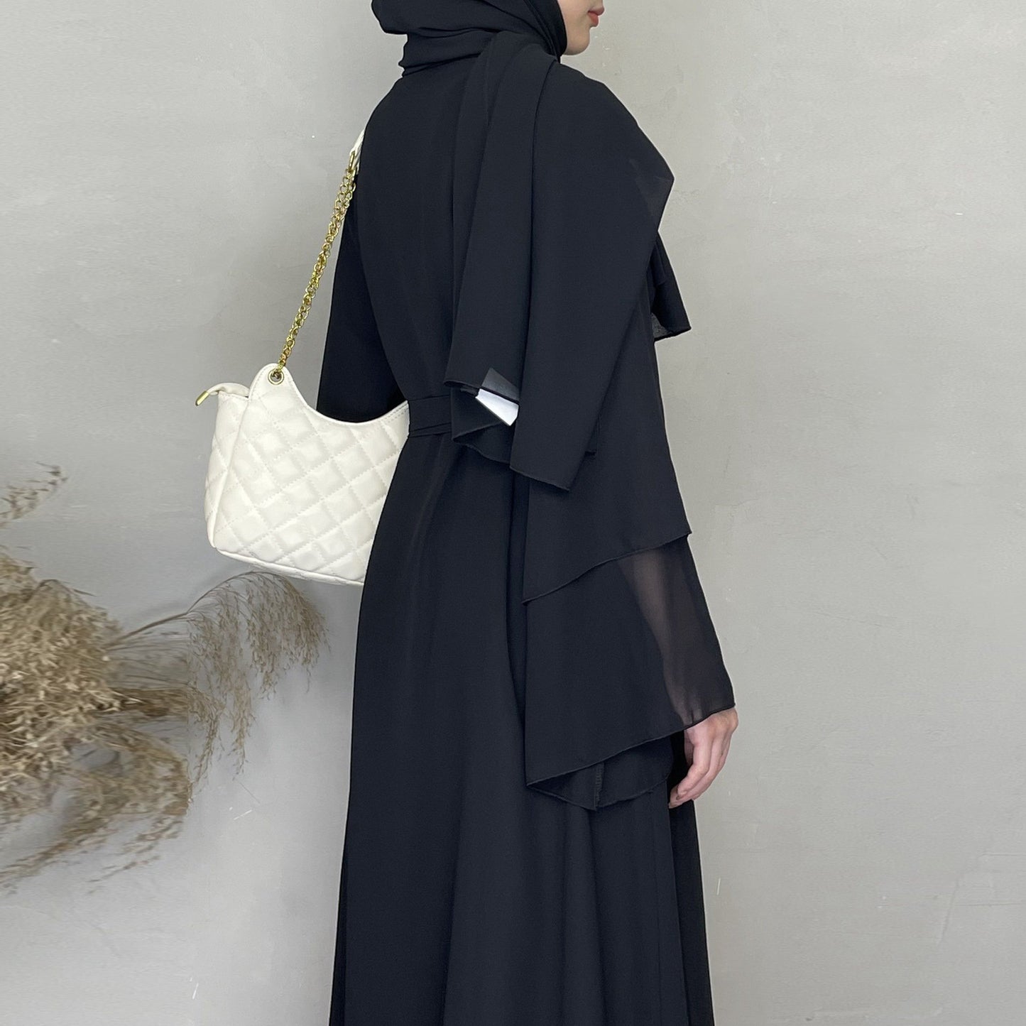 Wholesale Turkish Elegant Eid Women Muslim Dress Two Layer Chiffon Moderate Muslim Dress With Hjiab Kimono Open Dubai Abaya Suit