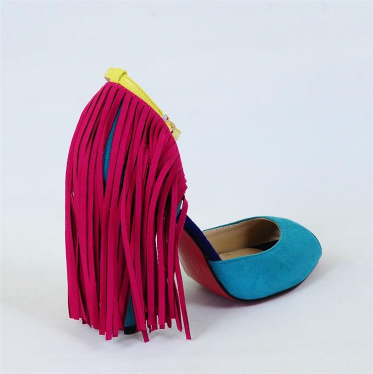 2016 Girls Fashion New Ladies Sandals Women High Heel Sandals Suede Tassel Women Ankle Strap Sexy High Heels