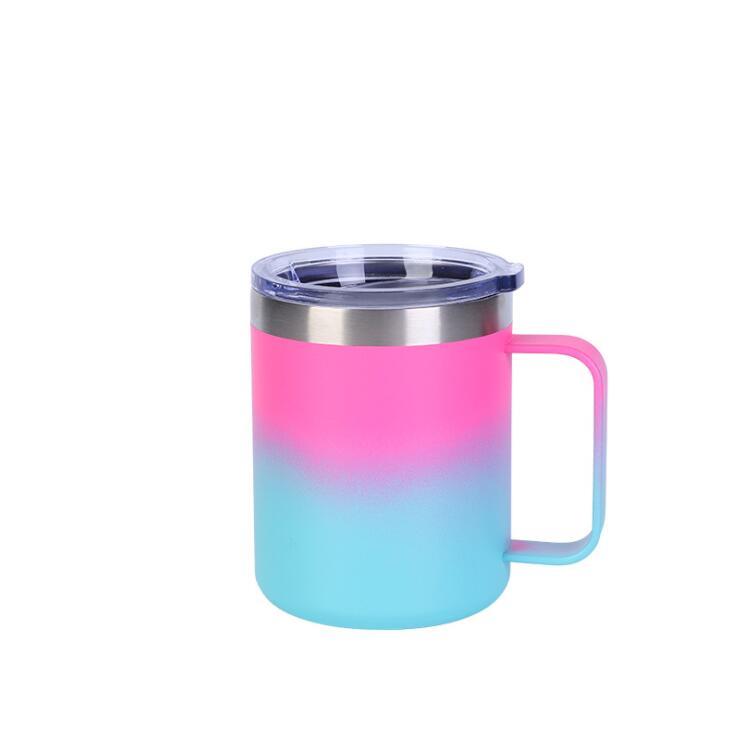 Custom Logo Camping Travel Double Wall 12 Oz 14 Oz Stainless Steel Cup Insulated Coffee Cup With Handle