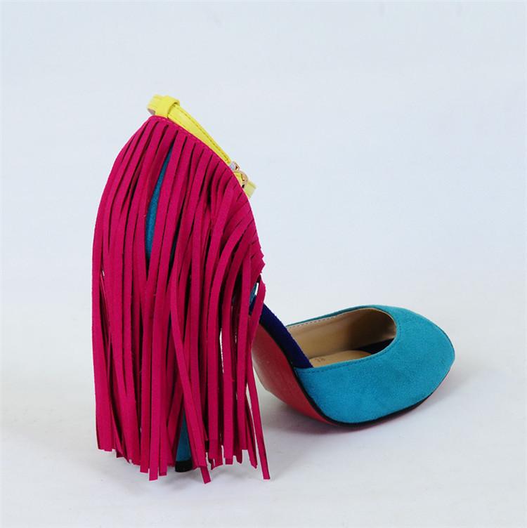 2016 Girls Fashion New Ladies Sandals Women High Heel Sandals Suede Tassel Women Ankle Strap Sexy High Heels