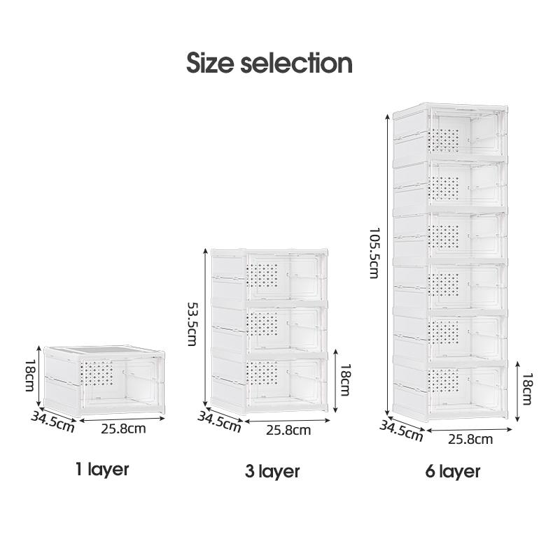 Rmier 6-layer Foldable Shoe Rack Organiser For Closet Plastic Shoe Rack Transparent Shoe Box, Stackable Door, Easy To Assemble