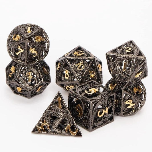 Custom Dice Maker D100 D20 Edge 1000 Big Side Dice Black Polyhedral Hollow Metal Board Game Pack Dice Suit