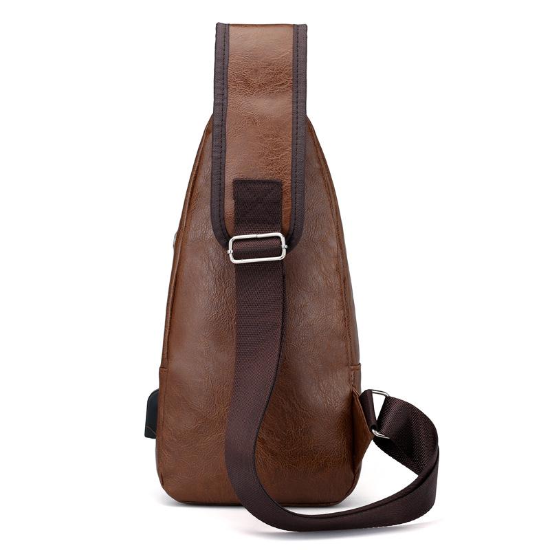 Wholesale Customizable Leather Men's Crossbody Bag Outdoor Shoulder Bag Multifunctional Chest Bag Men's Casual Sling Travel