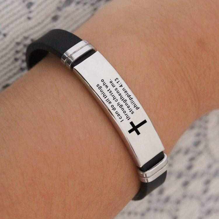 Promotional Gift Religious Silicone Bracelet Custom Fashion Accessories Stainless Steel Christian Bible Scripture Bracelet