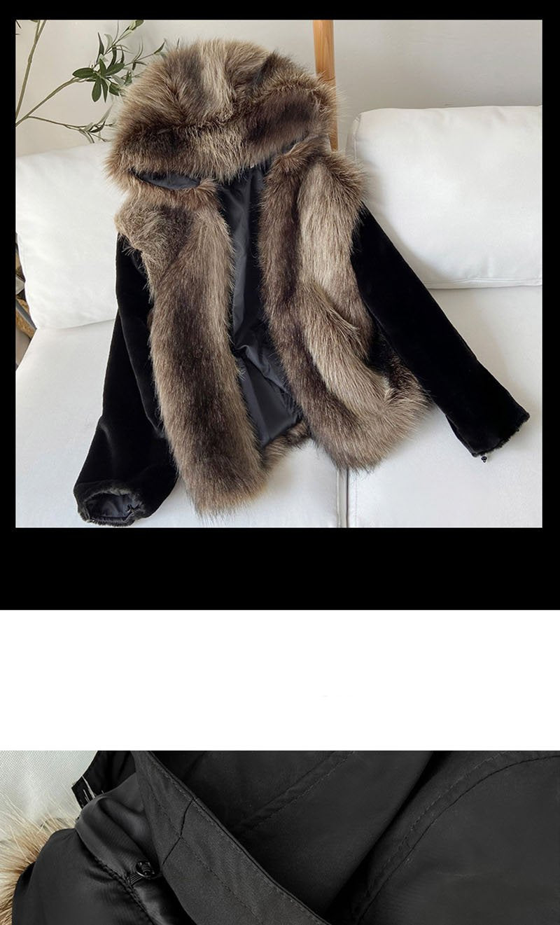 Yajanuo New Design Men's Coat Jacket Faux Fox Fur Liner Detachable Plush Hooded Custom Winter Coat Men's Solid Color Jacket