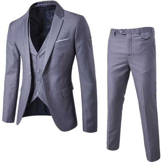 New Trendy Men's Three-Piece Jacket Vest Trousers Slim-Fit Suit Groom Best Man Wedding Dress Casual Suit Men's Suit Jacket Slim-Fit