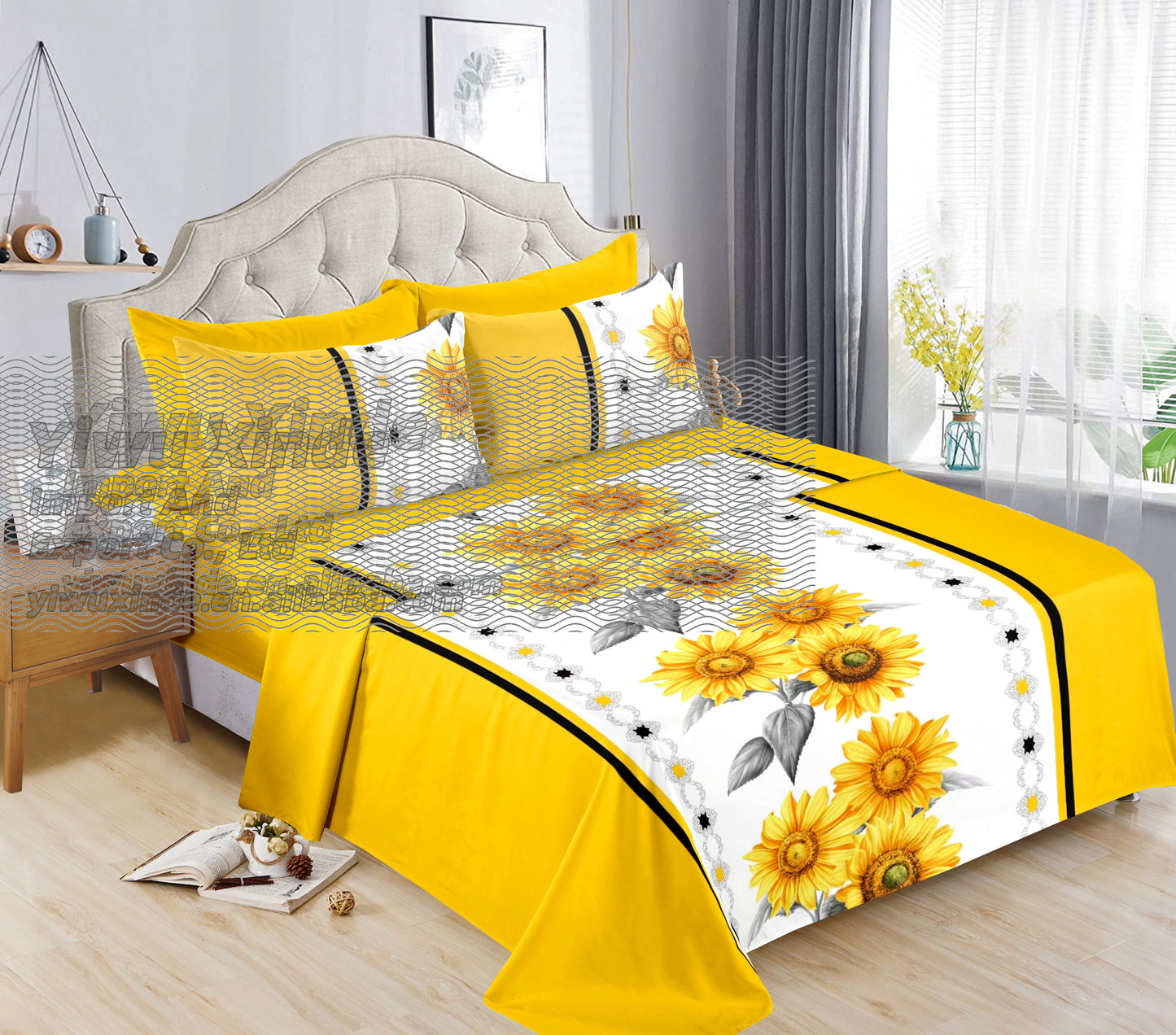 6pc Bedding Suit Wholesale In Stock Retail Printed Cotton Touch Fit Sheets King Bed Sheet With Pillowcase 6 Pcs