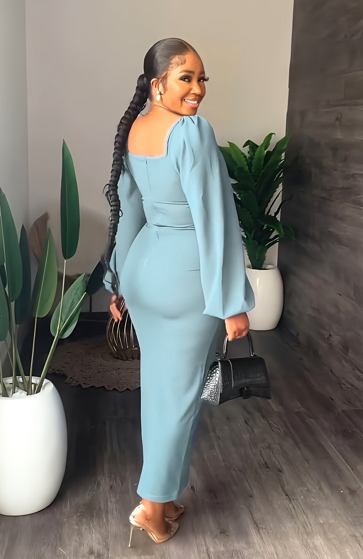 Wholesale Women Elegant Long Sleeve Midi Women