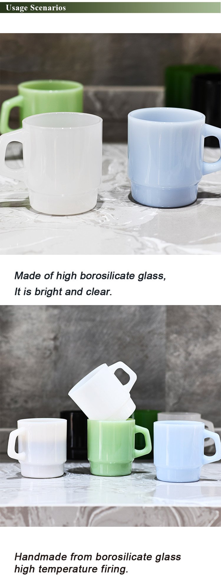 GDGLASS Custom Wine Set Jade Tea Cup Borosilicate Coffee Cup With Handle Glass
