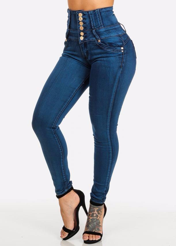 Royal Wolf Jeans Manufacturer Blue Vintage High Waist Hip Tight Colombian Jeans Colombian Levanta Coke
