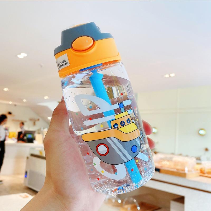 Children Suction Cup Creative Cartoon Baby Feeding Cup With Straw Leak-proof Bottle Outdoor Portable Children Cup